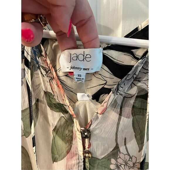 Jade Johnny Was Marion Silk Floral Tiered Maxi Dress sz XS NWOT ( it popped off) - Picture 10 of 13